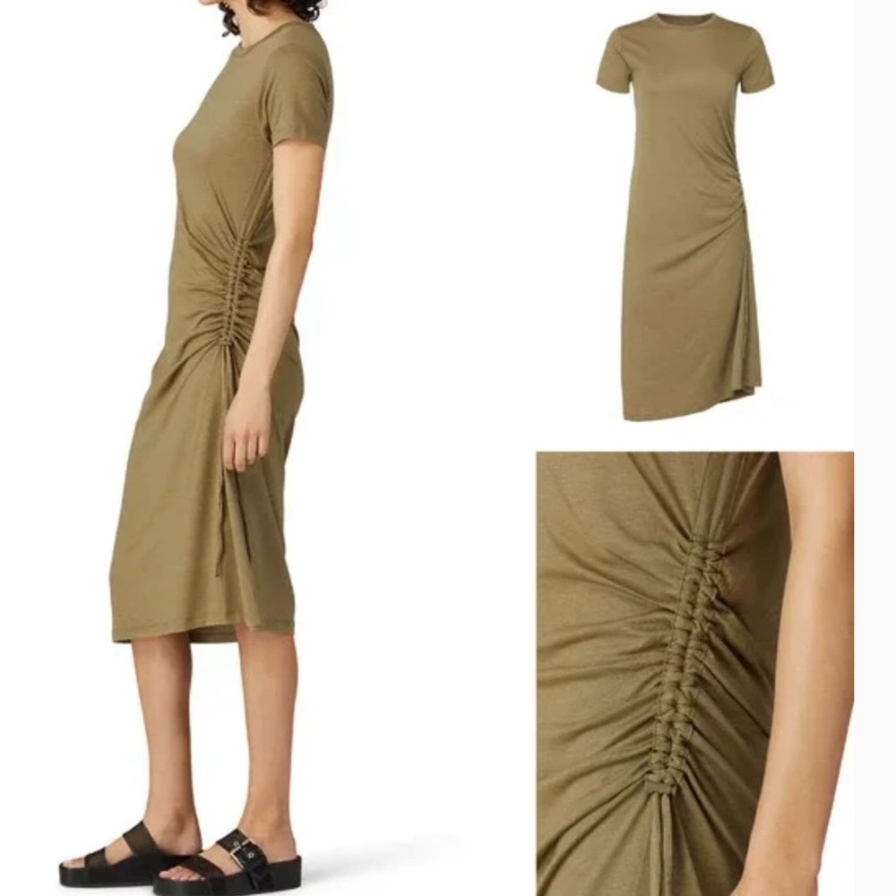 Rag & Bone Olive Green Soft Ruched Midi Sheath T-shirt Dress Size S